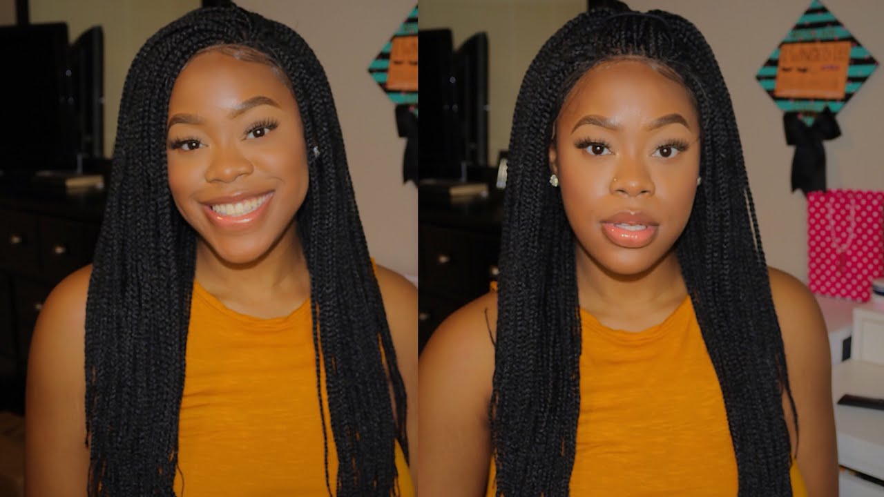 Sensationnel Cloud 9 Synthetic Hair 4x4 Multi Parting Swiss Lace Wig Review BOX BRAID SMALL