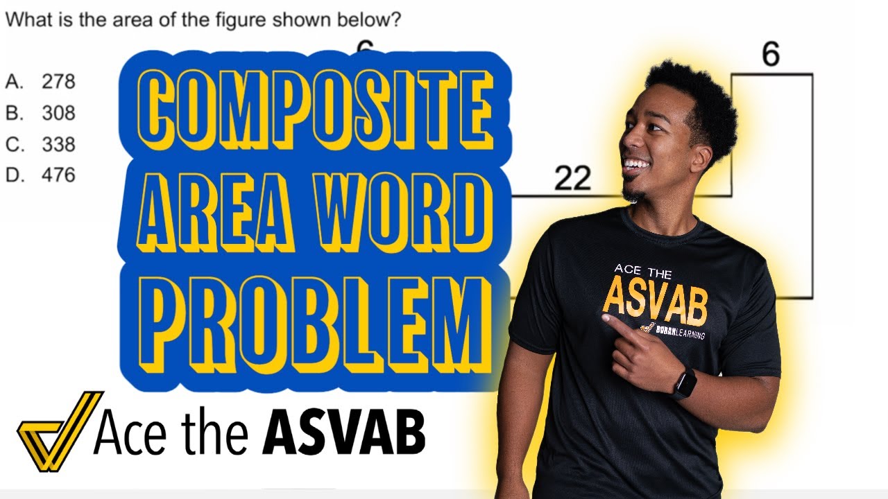 ASVAB AFQT - Задача по геометрии - Изучите площадь составных фигур! (3 способа решения)