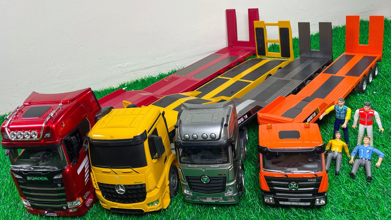 Unboxing Mobil RC Truck Traler Flat Scania SECALE 1:18, Truck Container