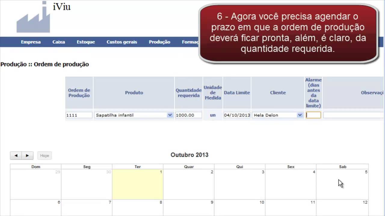 Planejamento e Controle da Produ&ccedil;&atilde;o - Software iViu