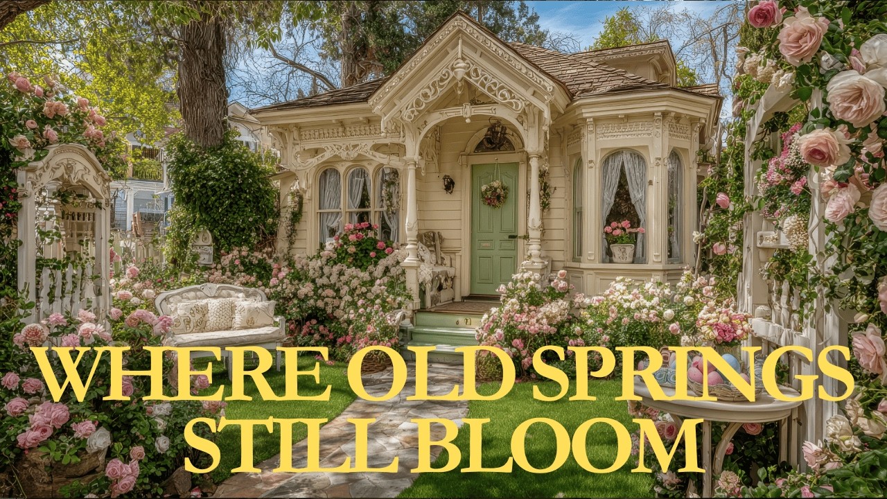 Romantic Victorian Sage Green Cottage of Spring | Vintage Easter Home Decor Ideas with Flowers