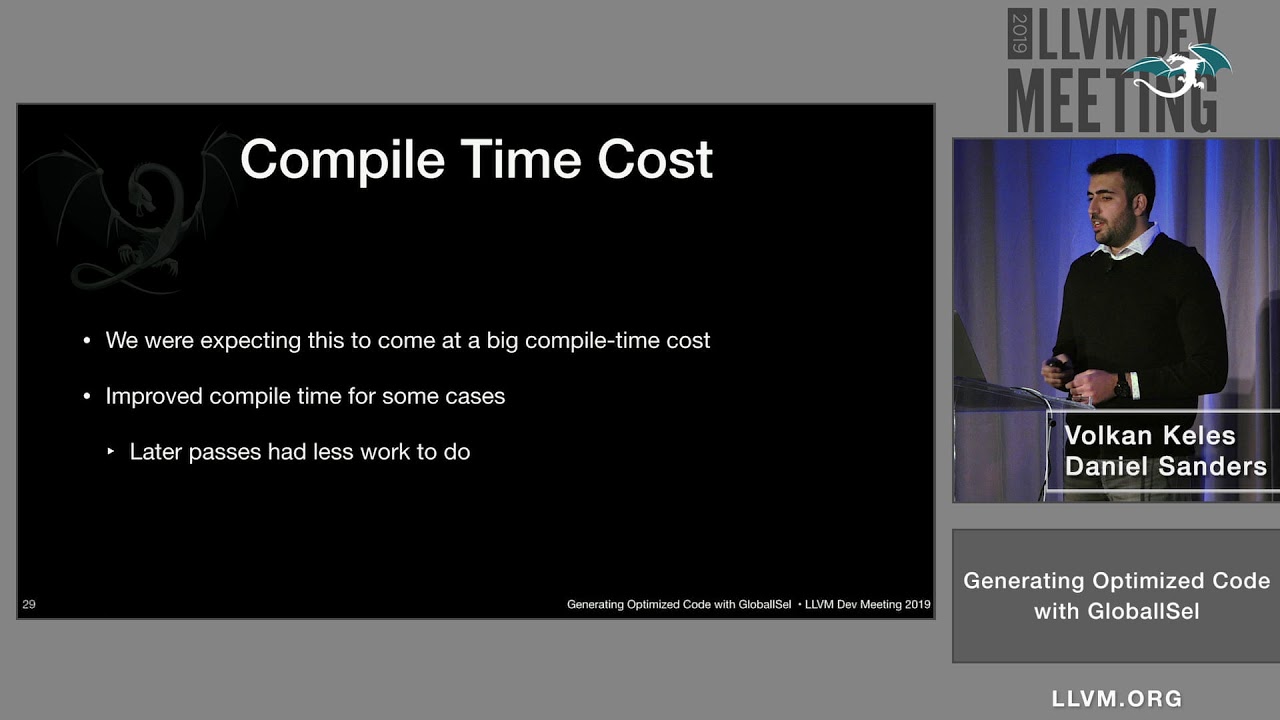 2019 LLVM Developers’ Meeting: V. Keles & D. Sanders “Generating Optimized Code with GlobalISel”