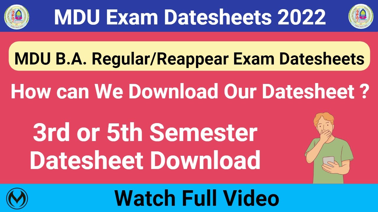 MDU Regular Course Fresh, Reappear Exams Datesheet | Download Datesheet For BA Course |
