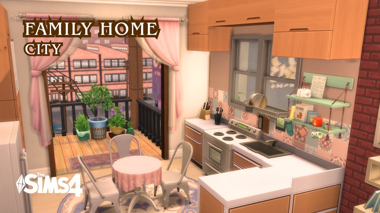 Small Family Home In The City (With Cozy Balcony 💕)  |The Sims 4 | Relaxing Speed Build | No CC