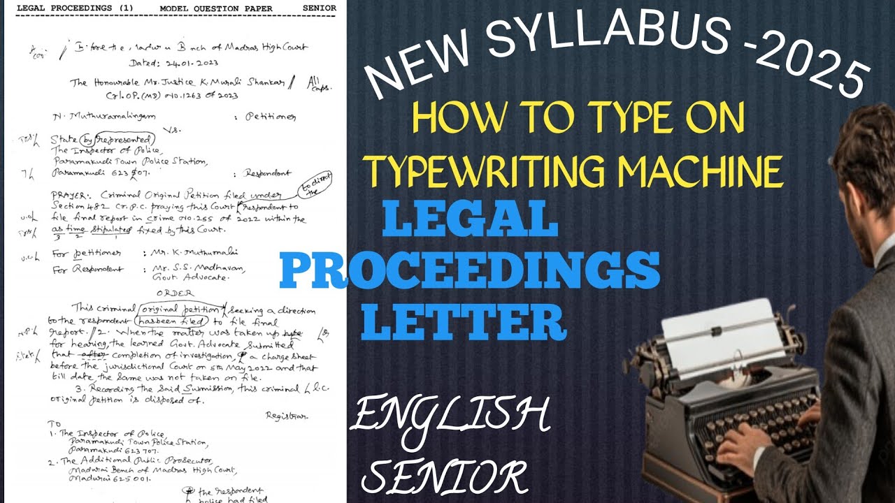 HOW TO TYPE LEGAL PROCEEDING LETTER - TYPEWRITING ENGLISH SENIOR - NEW SYLLABUS