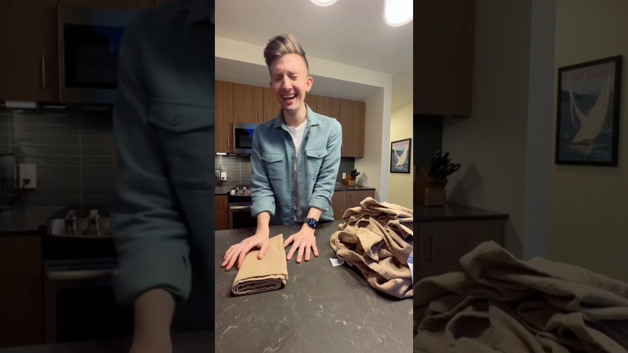 &ldquo;Towel prank&rdquo; on my blind husband (best reaction!) #shorts