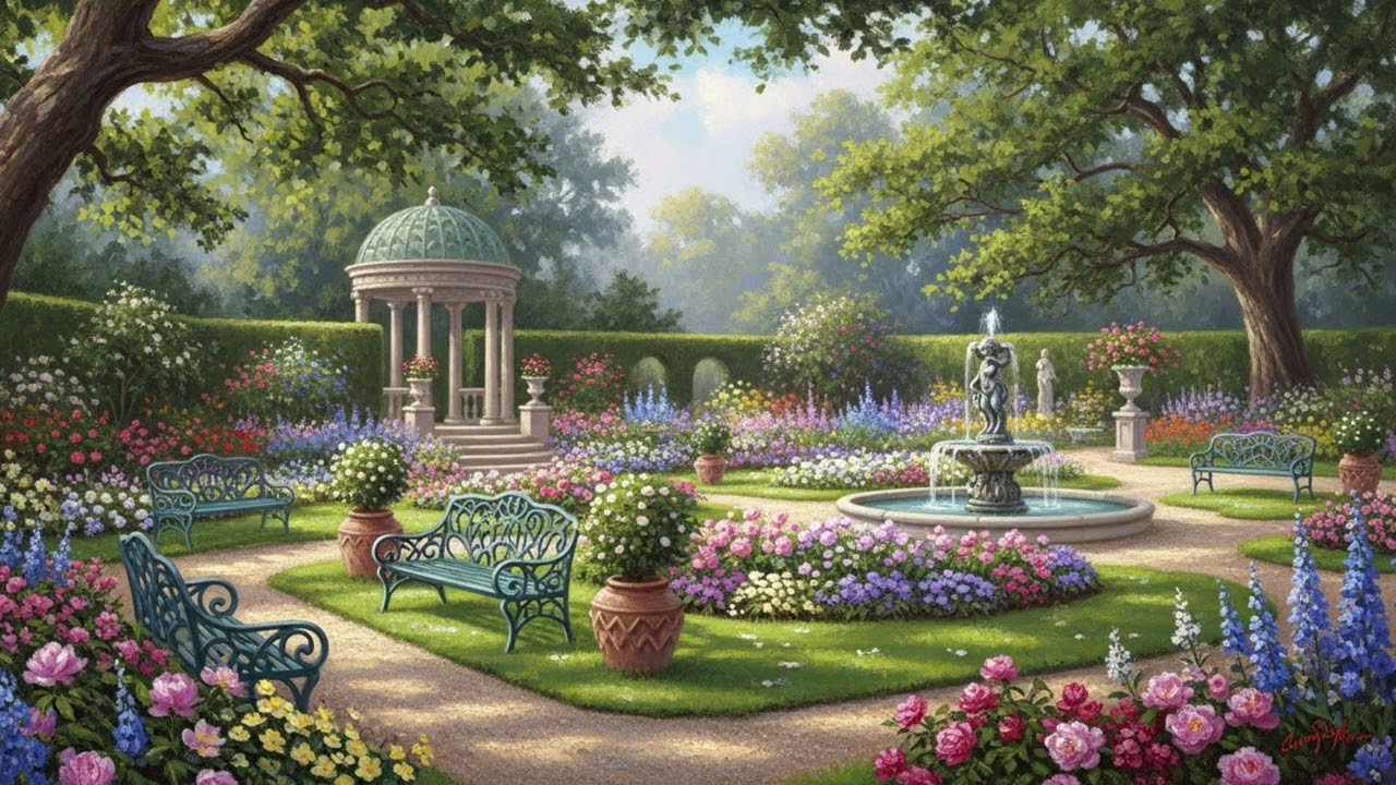 Peaceful Regency Garden Ambience | Classical Period Music