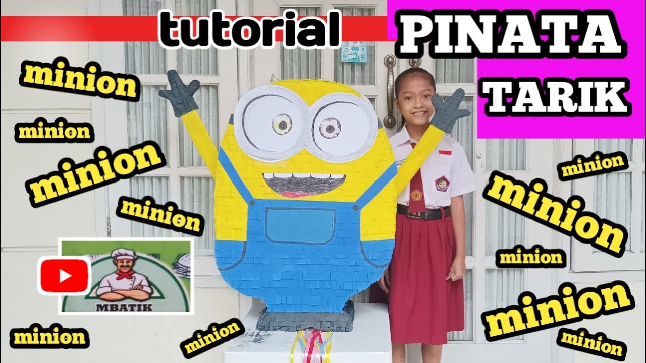 Cara mudah membuat pinata tarik string pull pinata minions