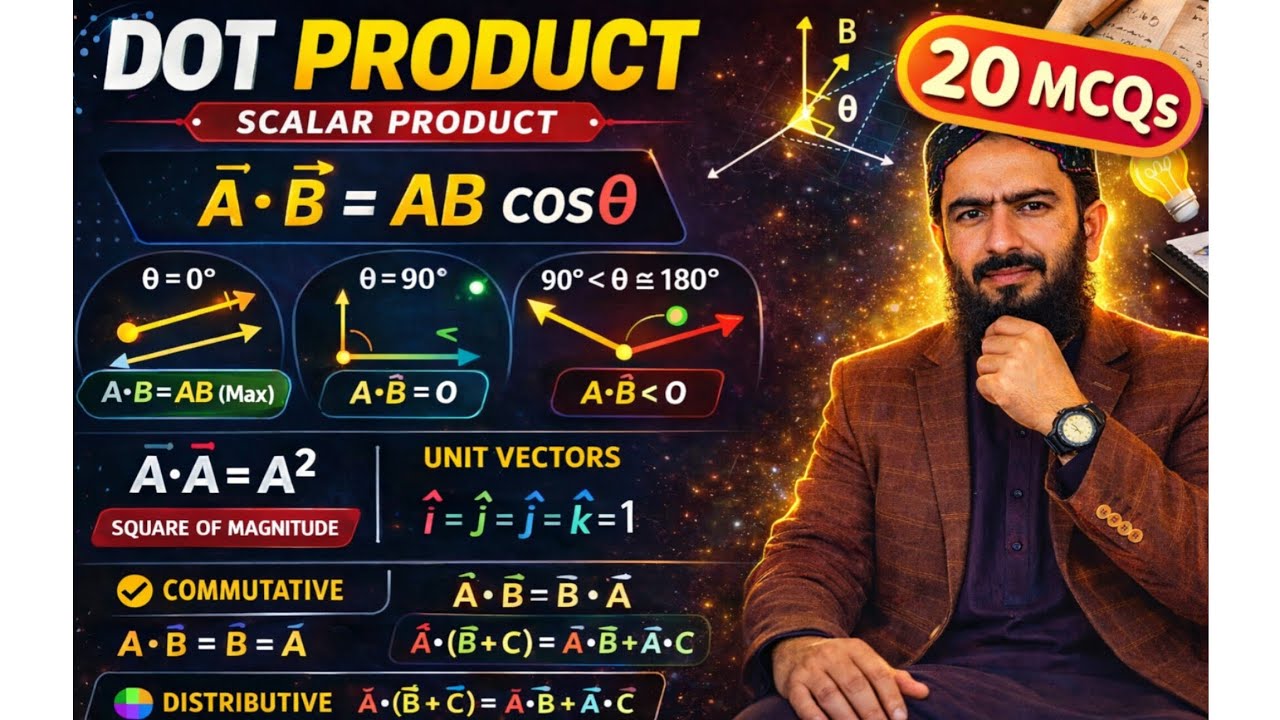 Dot Product (Scalar Product) || A·B = ABcosθ ||Parallel, Perpendicular & Unit Vectors |MDCAT & ECATE