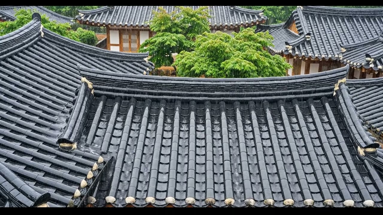 Healing Rain on Traditional korean house | for Deep Sleep & Study