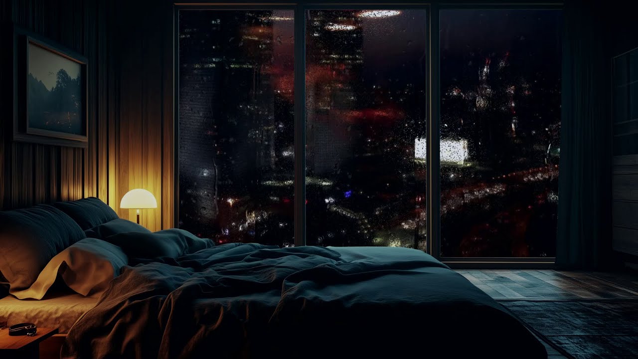 Rain on Window at Night – Cozy Bedroom Ambience for Sleep & Relaxation