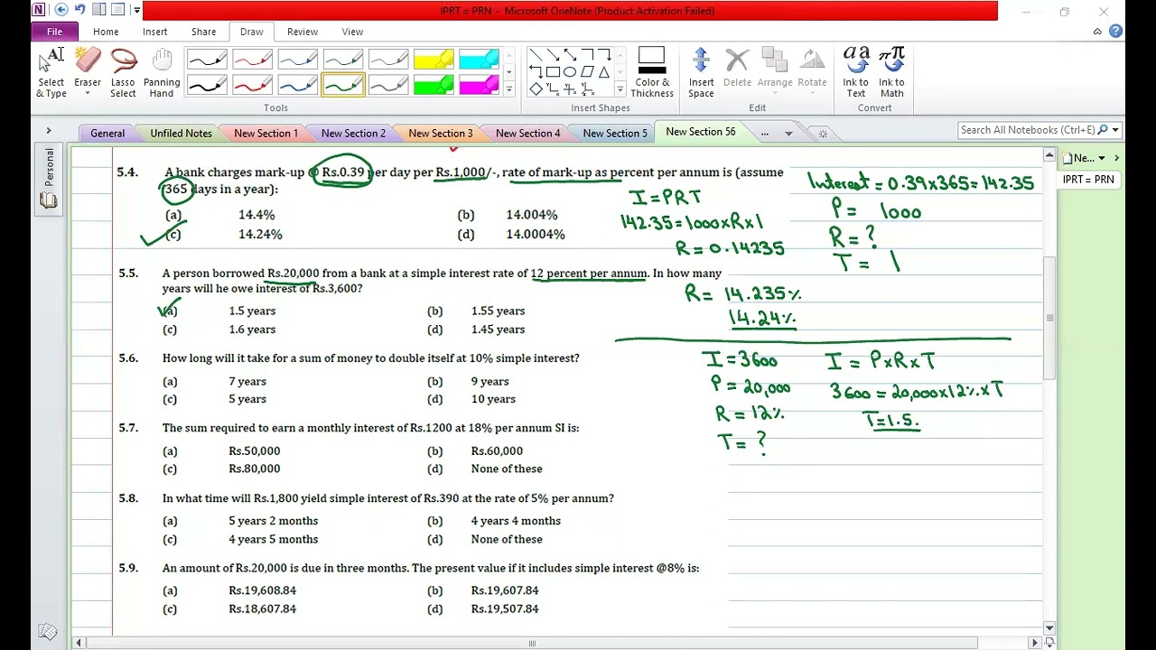 Financial maths mcqs 5 1 to 5 10