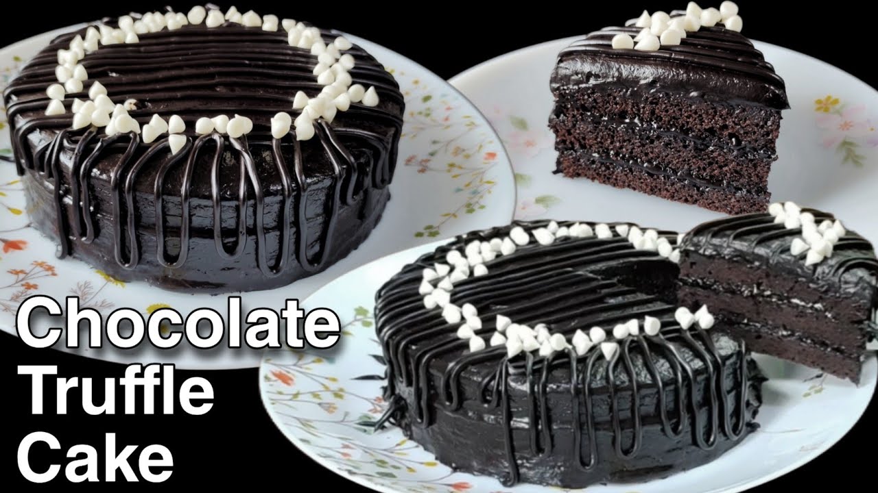 Easy Moist Soft Eggless Chocolate Truffle Cake Without Oven | Easy Cake Recipe No Whipped Cream,Curd