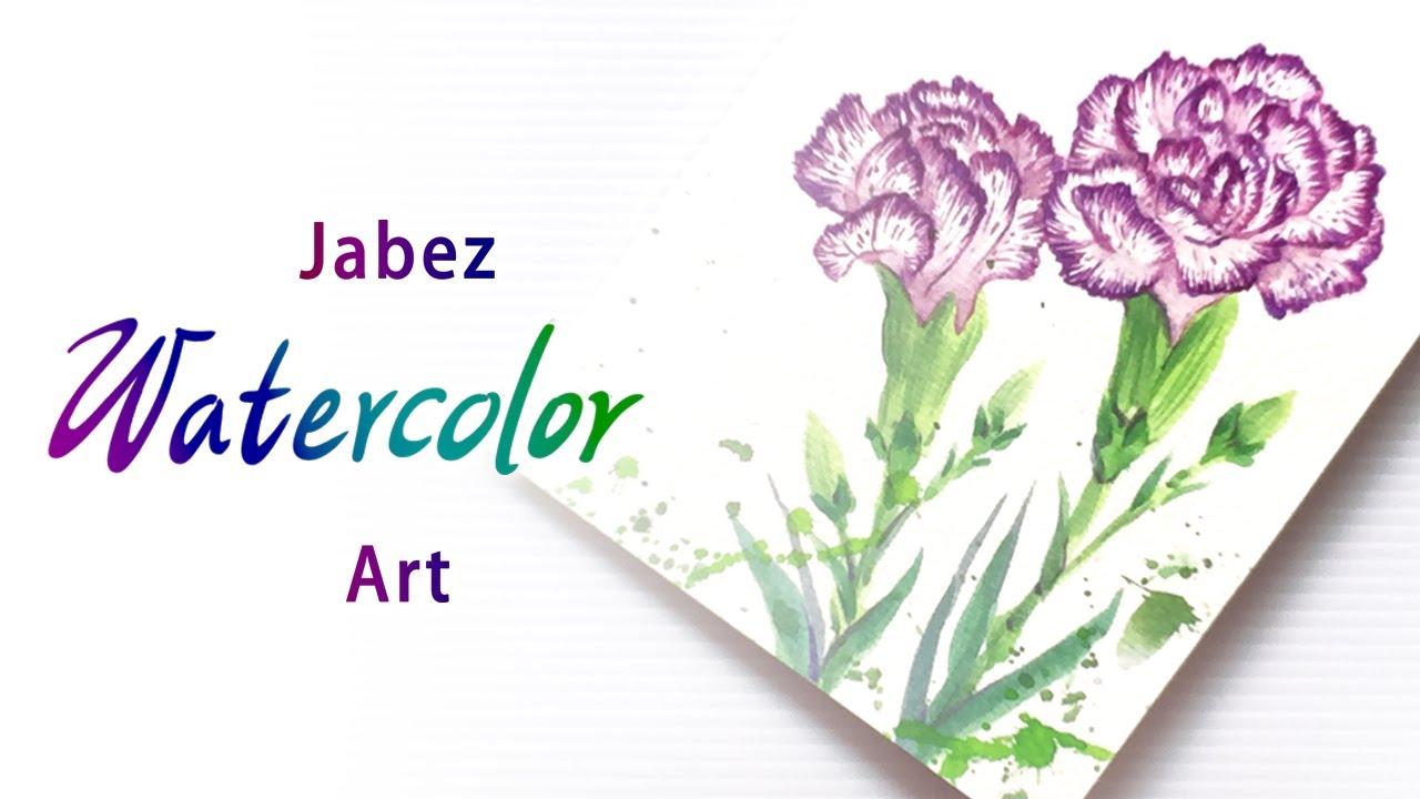 浪漫花卉水彩畫《水彩康乃馨花朵 》Watercolor carnation flowers | 水彩カーネーションの花 | 수채화 카네이션 꽃《DIY彩繪系列 #95》