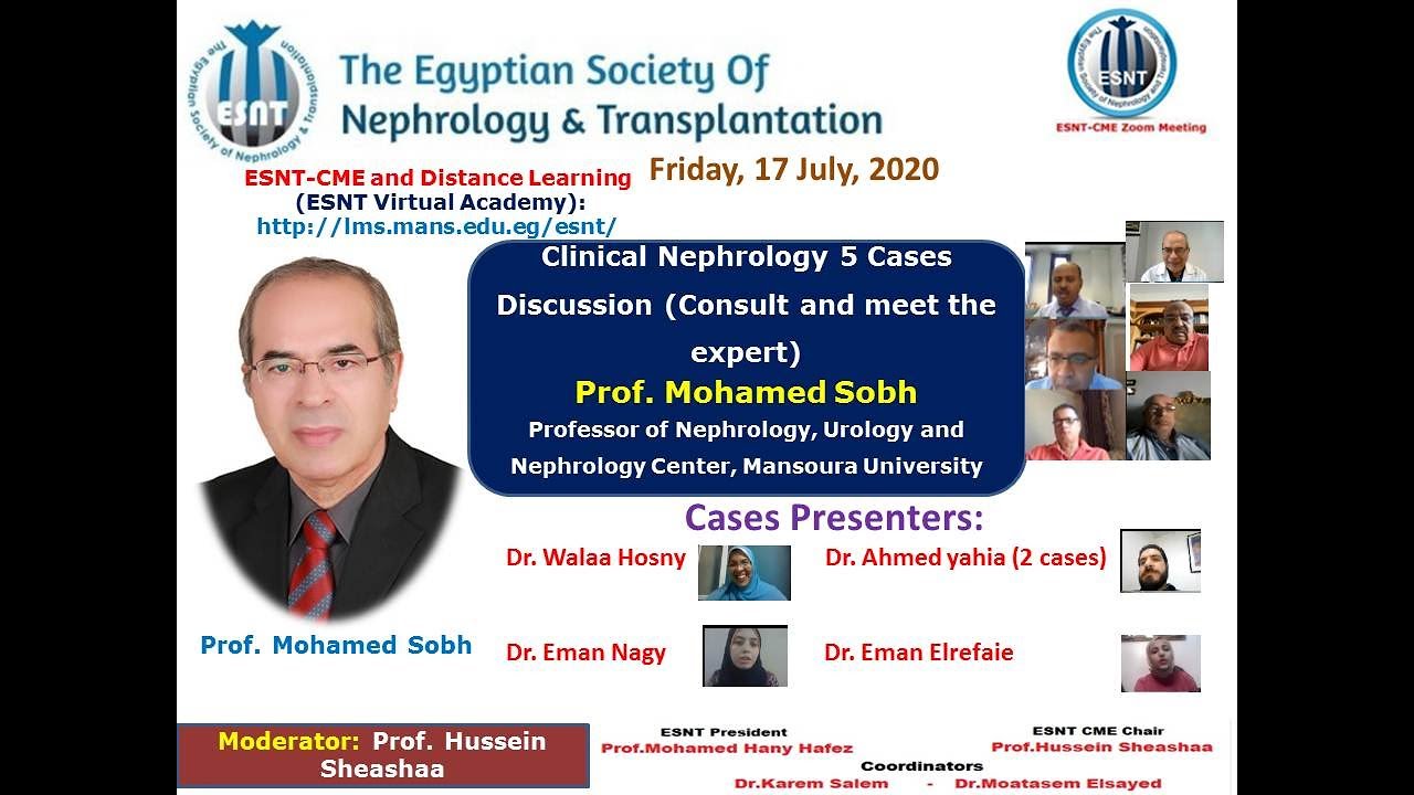 Clinical nephrology   cases (Arabic and English) with Prof  Mohamed Sobh and International experts