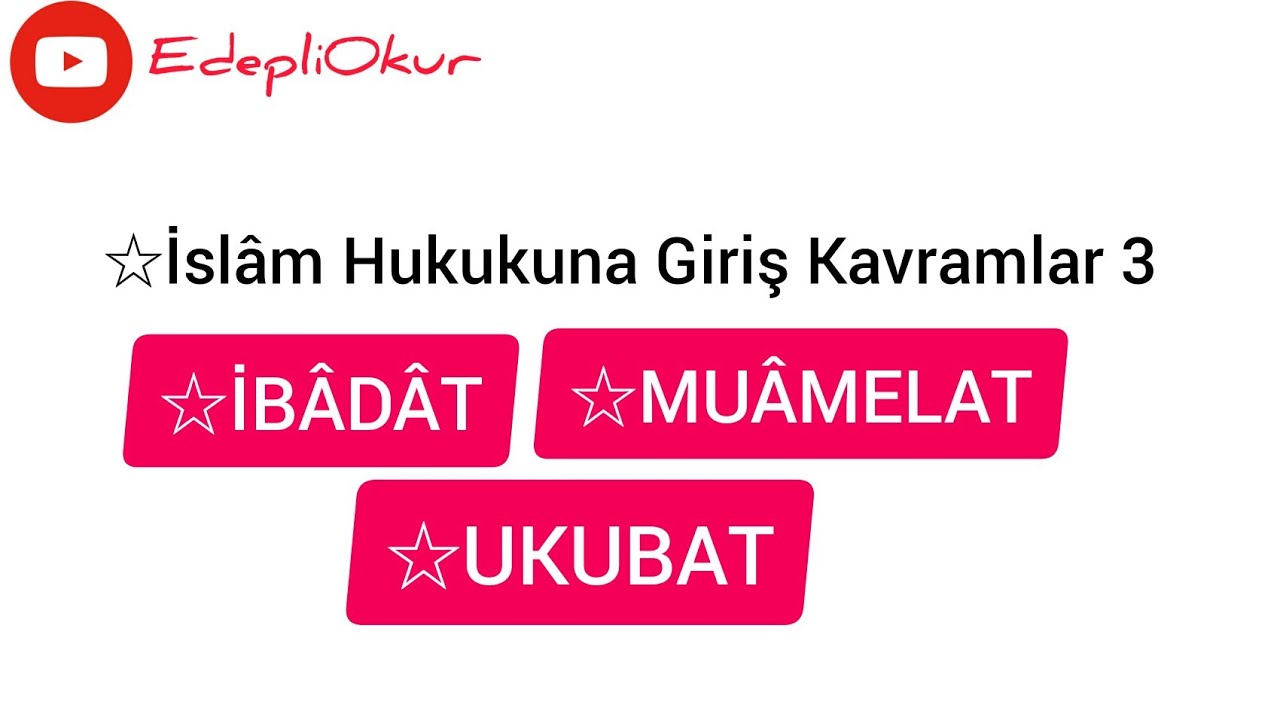 Ibâdat,Muamelat,Ukubat İslâm Hukuku İçerisinde Bulunan kavramlar 3