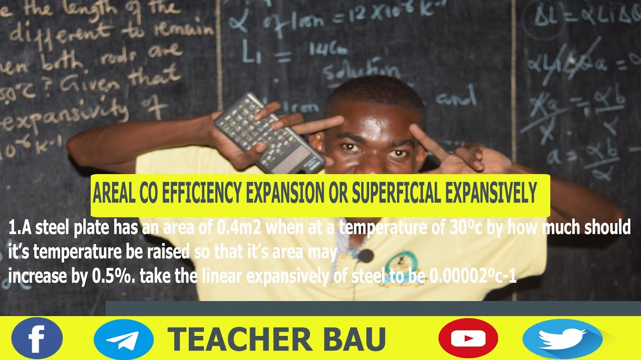 A steel plate has an area of 0.4m2 when at a temperature of 30ºc by how much should it’s ........