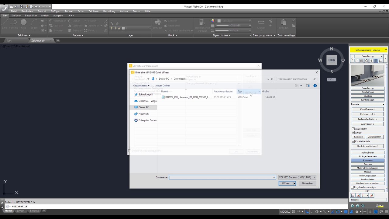 Viptool Engineering: VDI-Datei für Heizungsarmaturen importieren