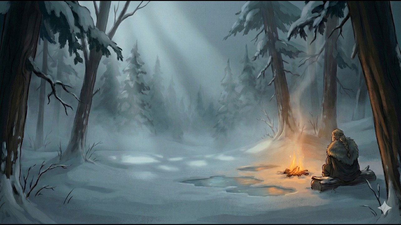 Nordic Forest Campfire Ambience | Mist & Ambient Music (1 Hour)