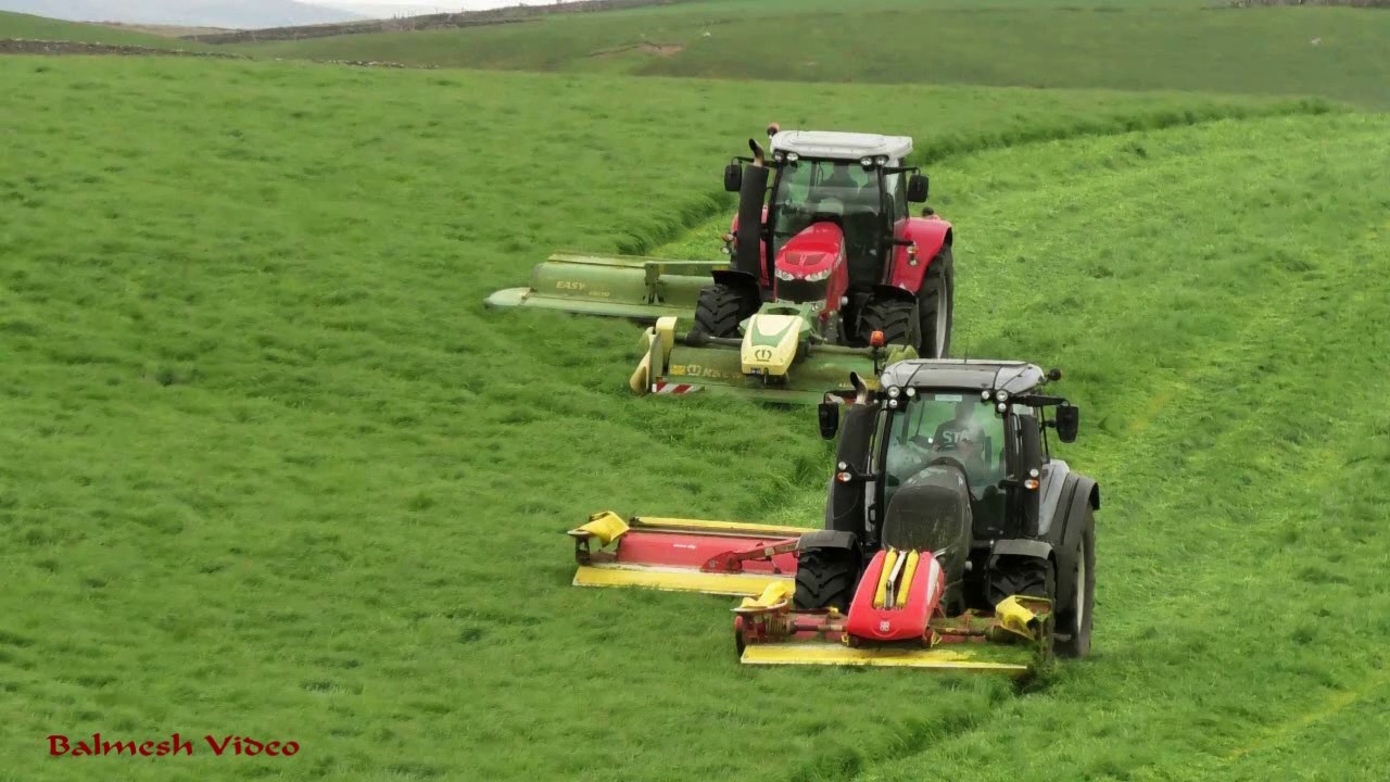Fell Farm Silage - Two Mowers a-Mowing!