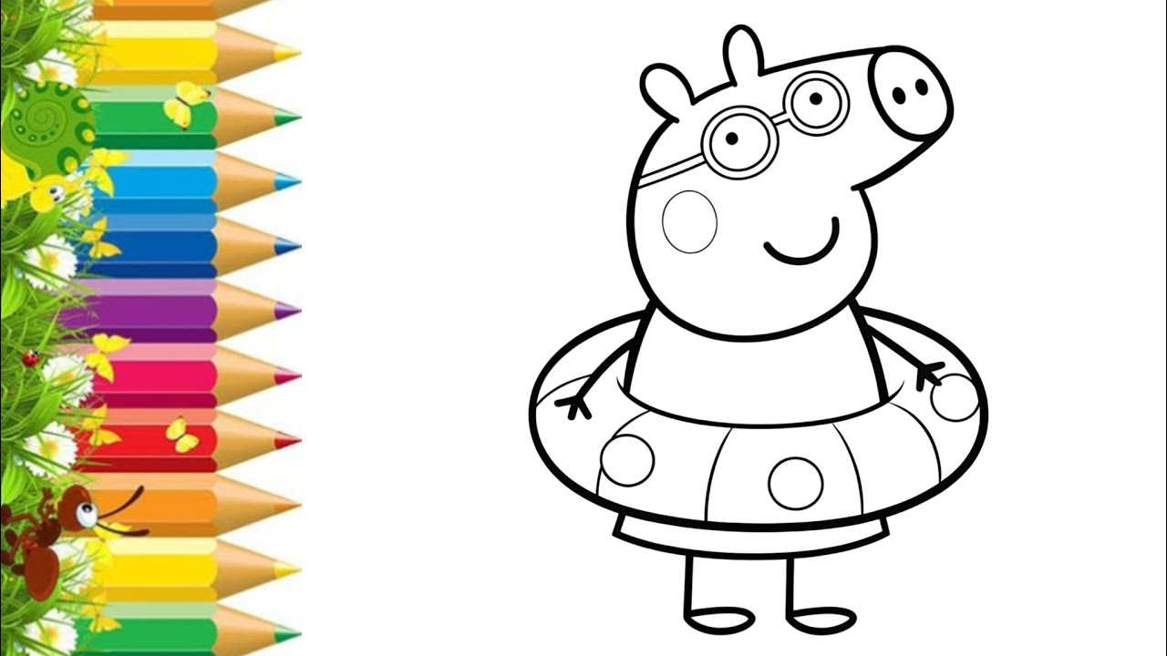 🐷 Peppa Pig Family Swimming Fun! | Easy Coloring for Kids 🎨💦