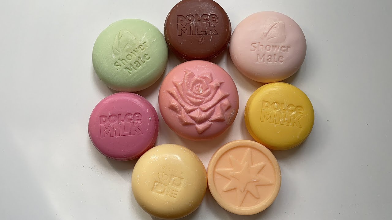 ASMR cutting of round dry soap