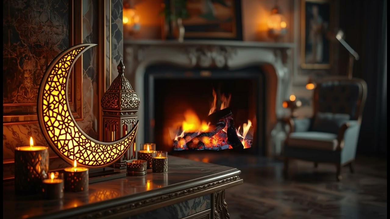 Ramadan Fireplace Ambience (2 Hours) 🔥🌙 | Crackling Fire Sounds • No Music • 4K