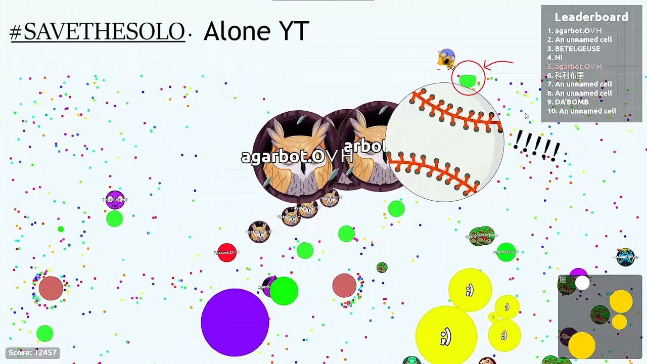 Agario Gameplay Solo Clips/Experimental - Alone YT