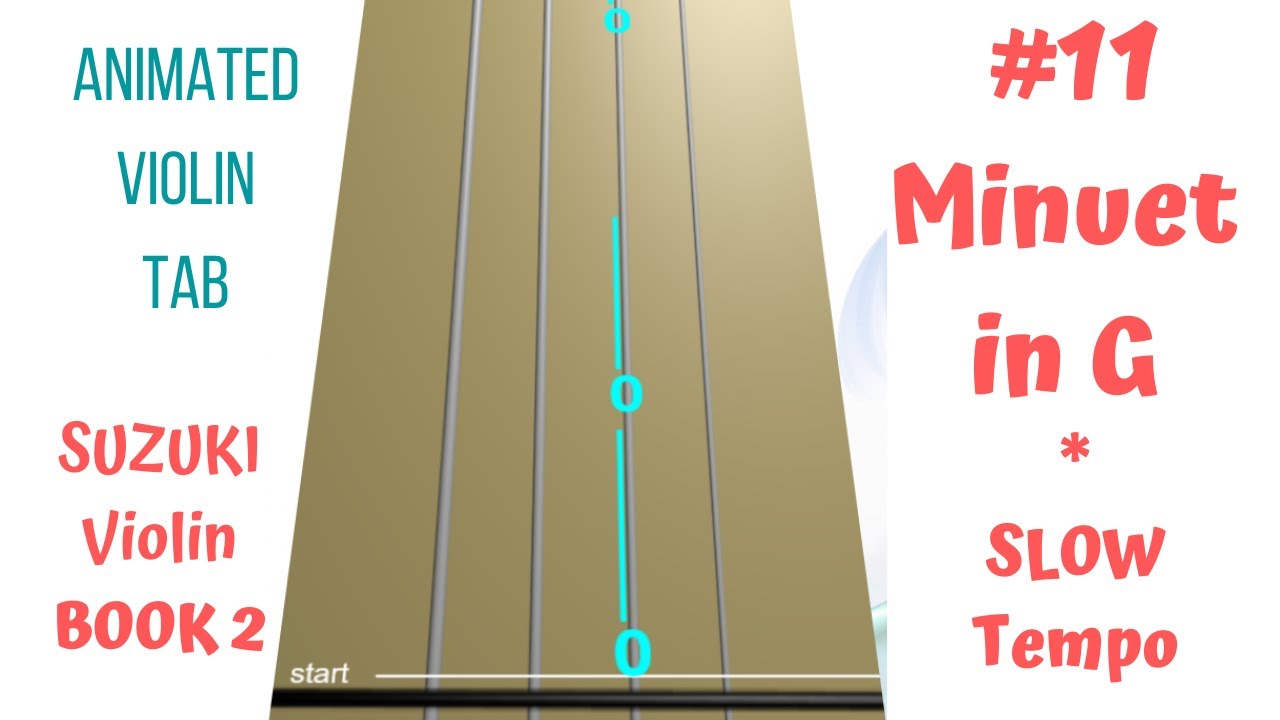 MINUET IN G 🎼 by Beethoven | Suzuki Violin Book 2 | Song 11 |SLOWER tempo | LIVE Animated Violin TAB