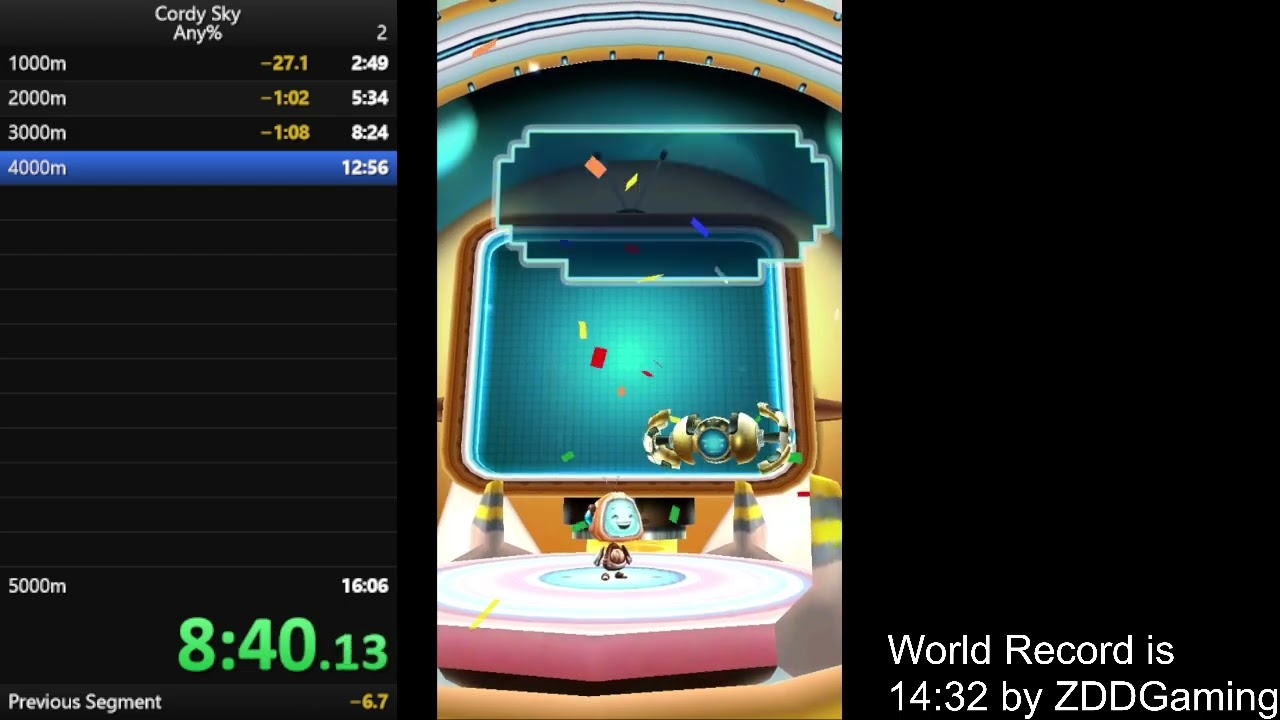 Cordy Sky any% speedrun in 14:17 (World Record)