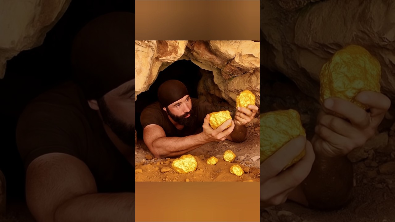 altın madeni buldum ve ilkel y&ouml;ntemlerle altını ayırdım #gold #primitive #survival