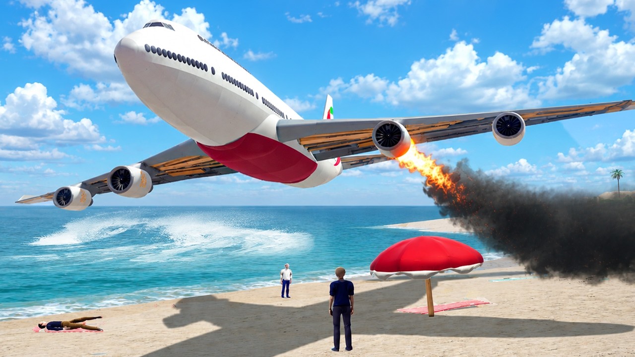Emergency Landing On Beach After Engine Exploded   Airplane Crashes ! Besiege plane crash