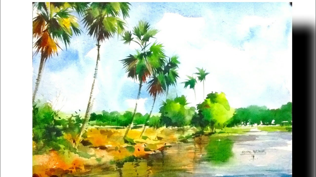 Beautiful Landscape in watercolour/by Rahul/inspire from my guru Milind mulick sir.