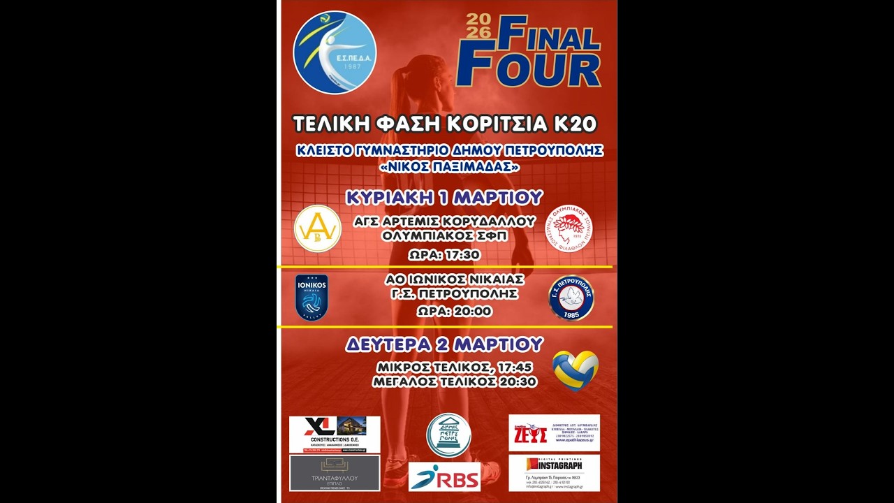 Final-4  Κοριτσιών Κ20 ΕΣΠΕΔΑ 2025-26, 2ος Ημιτελικός  Ιωνικός Νίκαιας- ΓΣ Πετρούπολης
