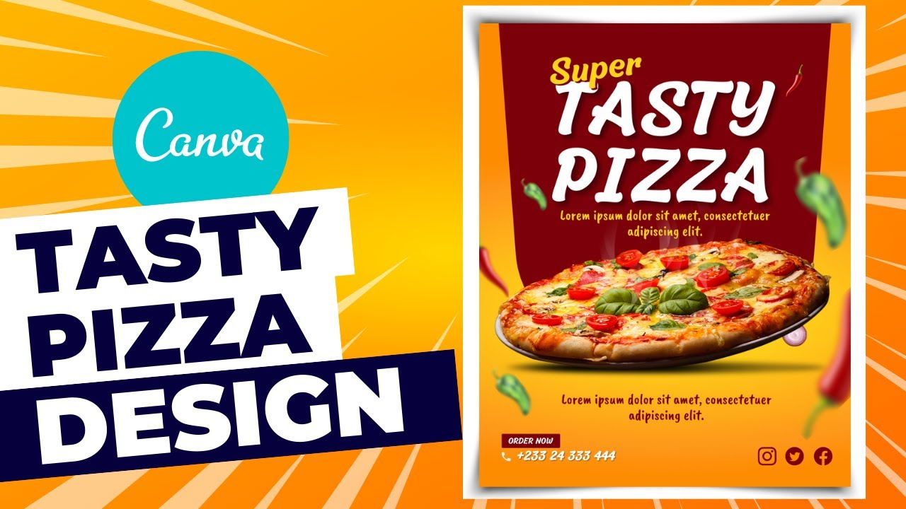 🔥🍕HOT Pizza Design in Canva | Food Design in Canva Tutorial for Beginners