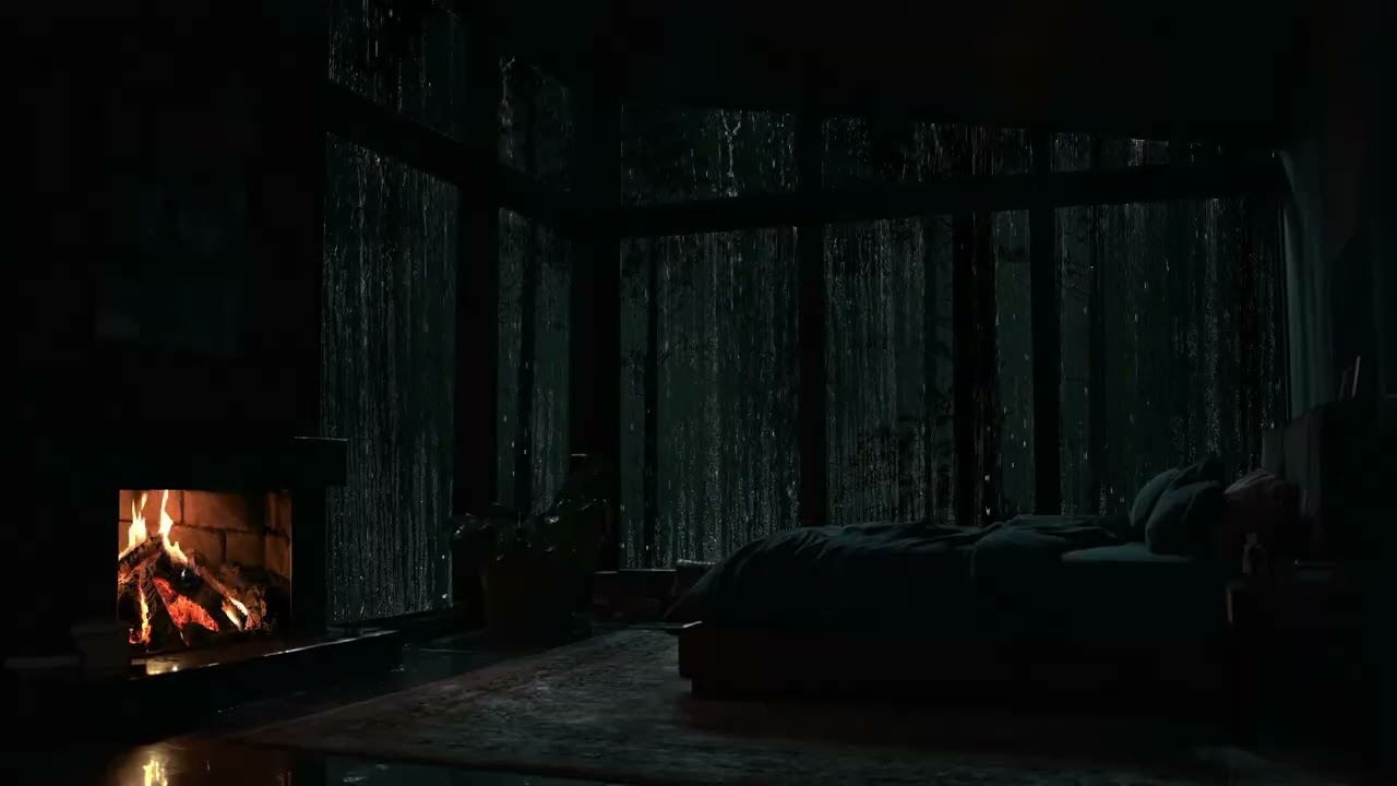 Wrapped in silence as rain falls around a hidden cabin deep in the forest