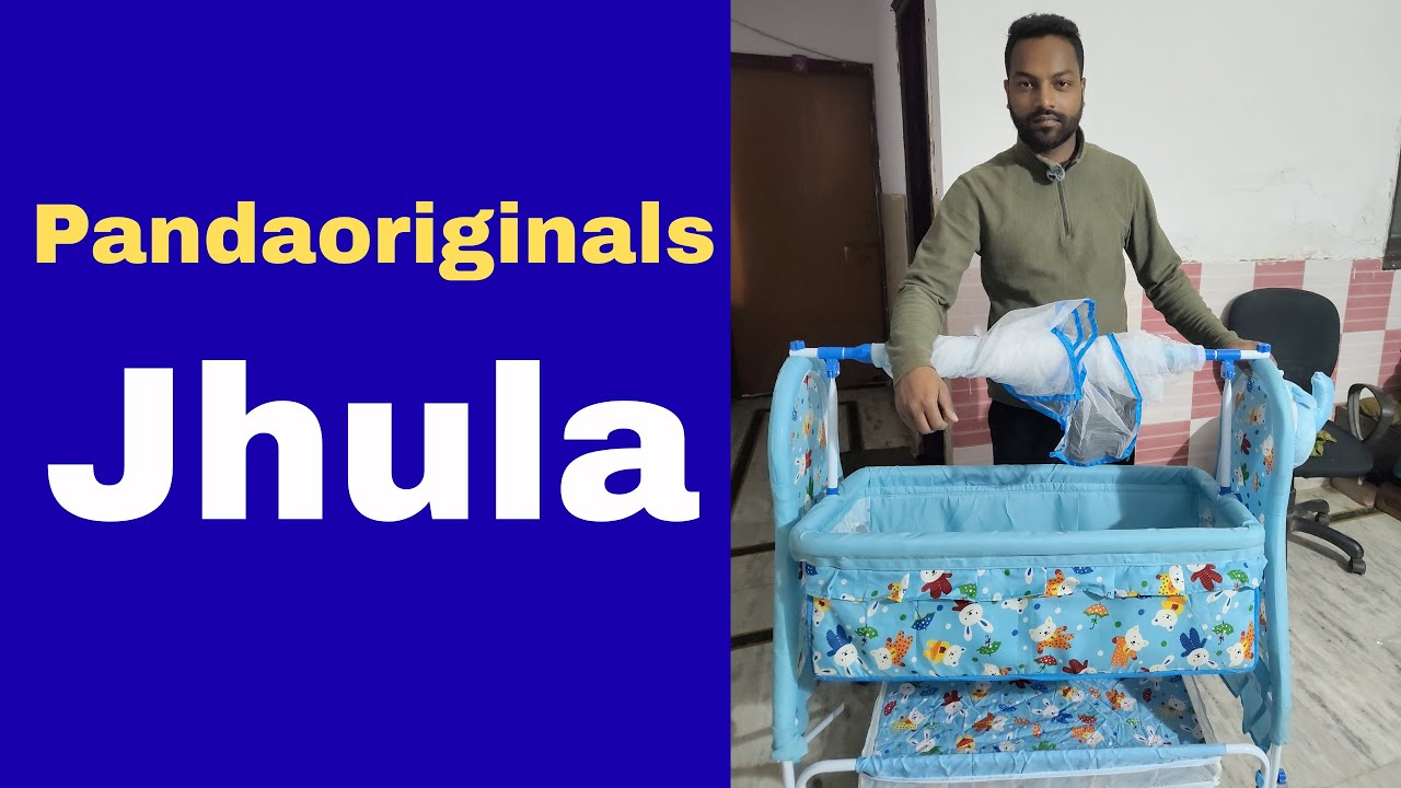 Pandaoriginals BEST QUALITY BABY CRADLE|SOFT CUSHION Baby Jhula Cute Elephant Face  (Blue)