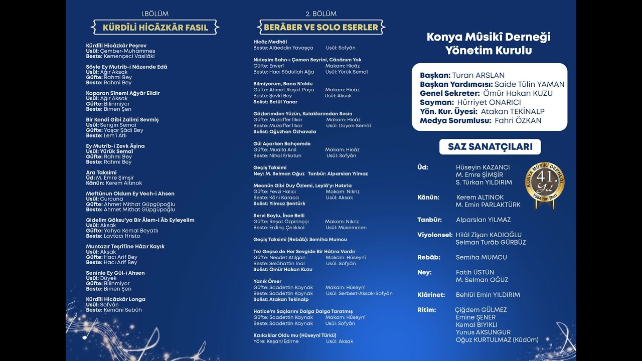 KONYA MUSİKİ DERNEĞİ TÜRK MÜZİĞİ KONSERİ