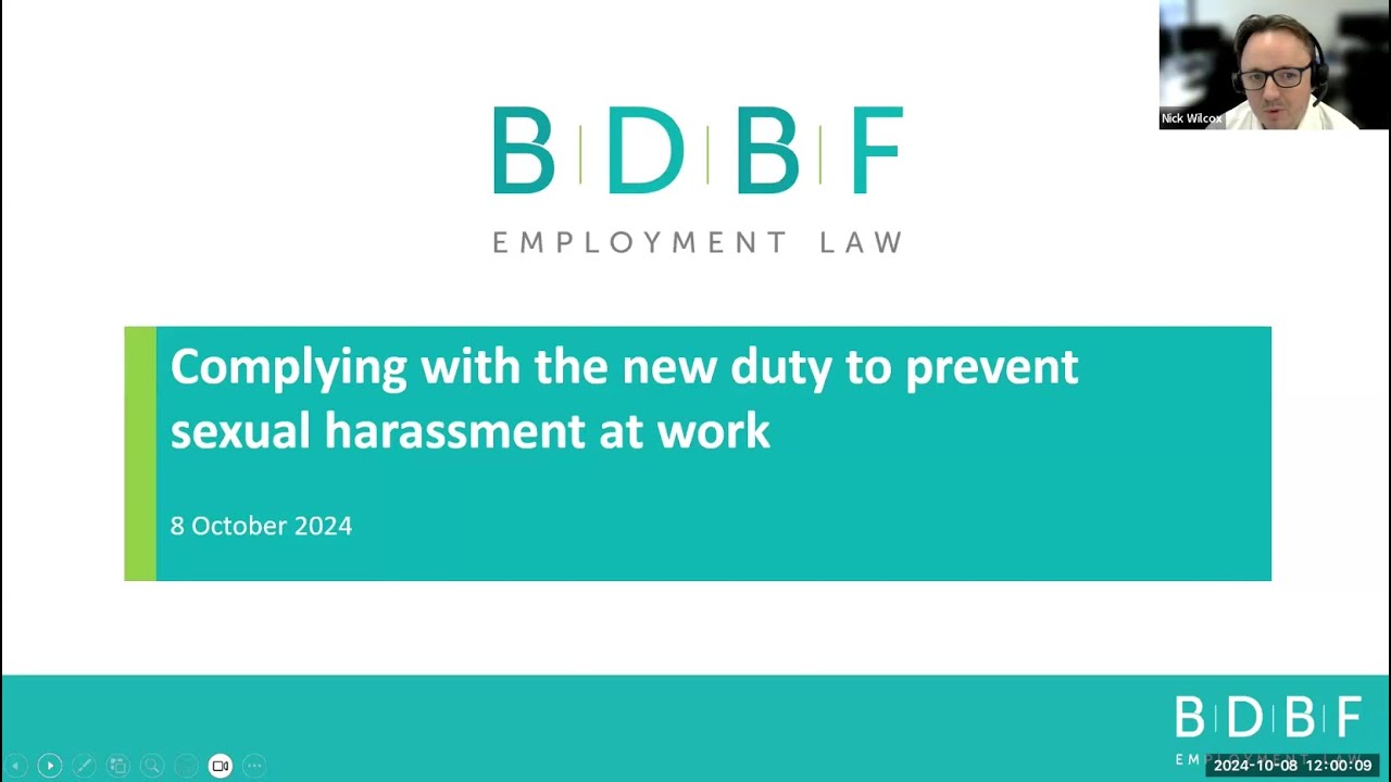 BDBF Webinar || Complying with the new duty to prevent sexual harassment at work