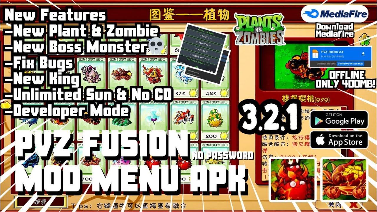 UPDATE! PVZ FUSION 3.2.1 MOD MENU Add-on ANDROID 2025!!! Plant Vz Zombie Fusion 3.2.1 Mod