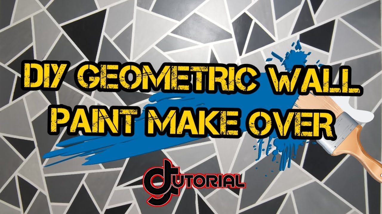 DIY GEOMETRIC WALL PAINT - ROOM MAKE OVER | STEP BY STEP | SHADES OF GREY | EASY FOR BEGINNERS
