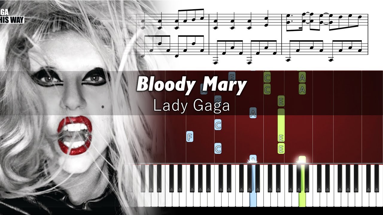 Lady Gaga - Bloody Mary - Piano Tutorial + SHEETS