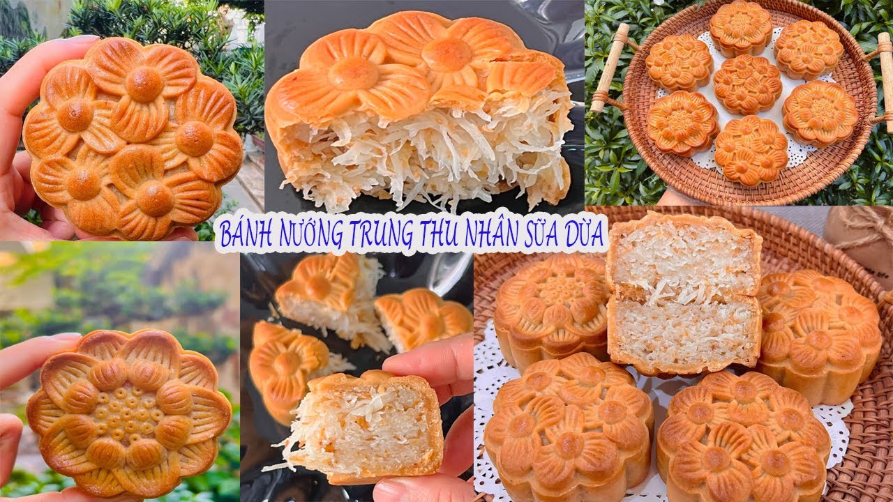 BÁNH NƯỚNG TRUNG THU NHÂN SỮA DỪA mềm ngon,cách sên nhân sữa dừa thơm dẻo làm nhân bánh ngon!