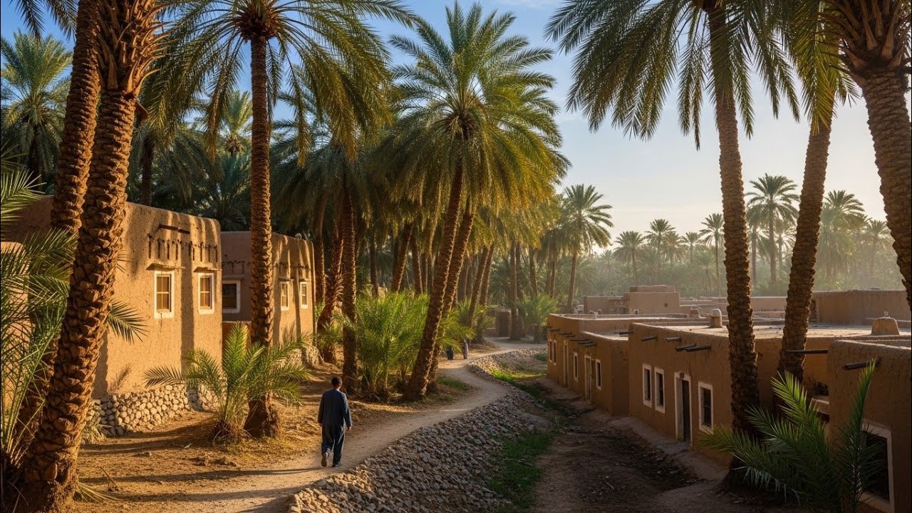 جمال لا يُصدّق: جولة صباحية بين النخيل والبيوت الهادئة