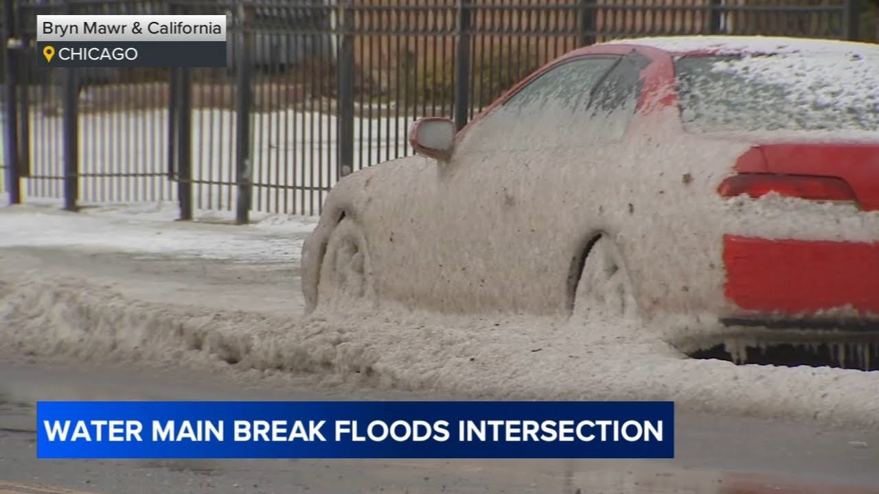 Water main break floods Chicago  North Side intersection