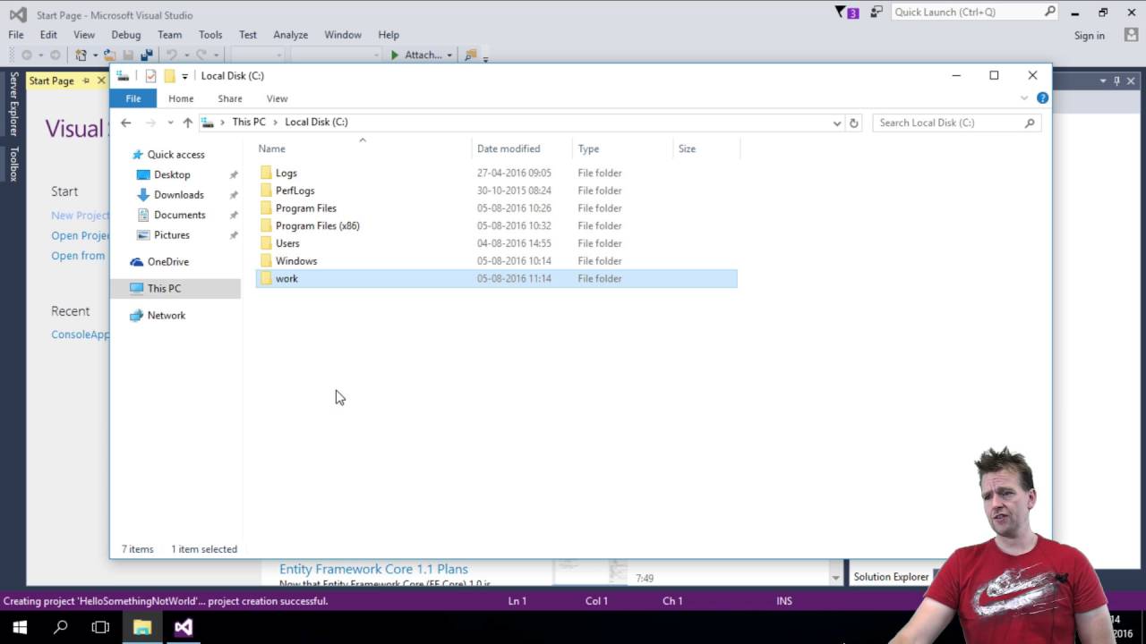 How to create a first Project in a first Solution in Visual Studio