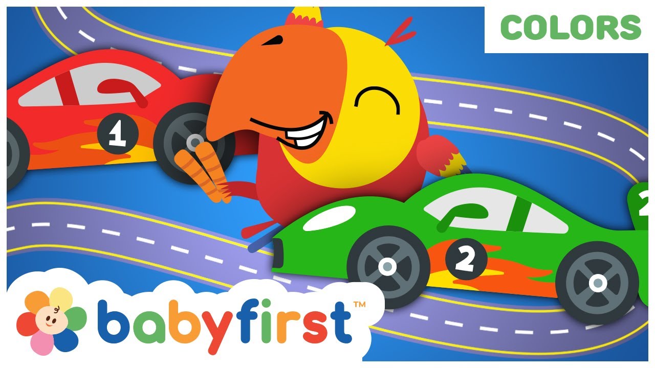 Toddler learning videos | Learn colors w Color Crew & Larry | Fun coloring vehicles | BabyFirst TV