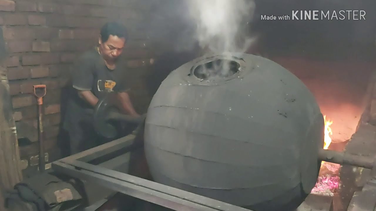 100kg/batch Tradisional roasting coffee di pabrik kopi sendok mas palembang