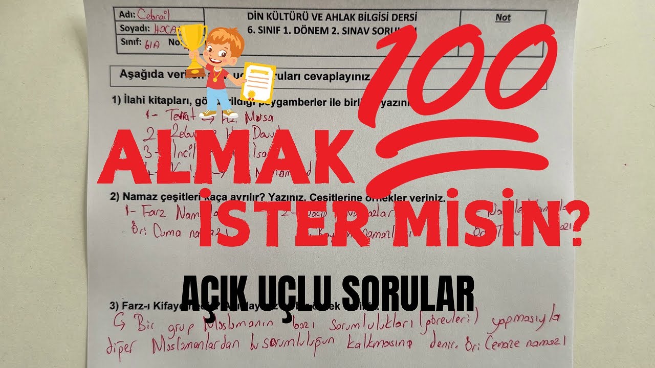 6. Sınıf Din Kültürü 1. Dönem 2. Yazılı