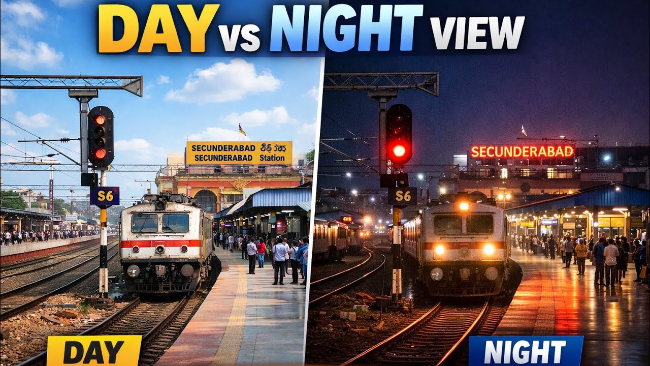 DAY vs NIGHT View | Arriving at Secunderabad Station 🚉 | Which Time Looks Better? 😍